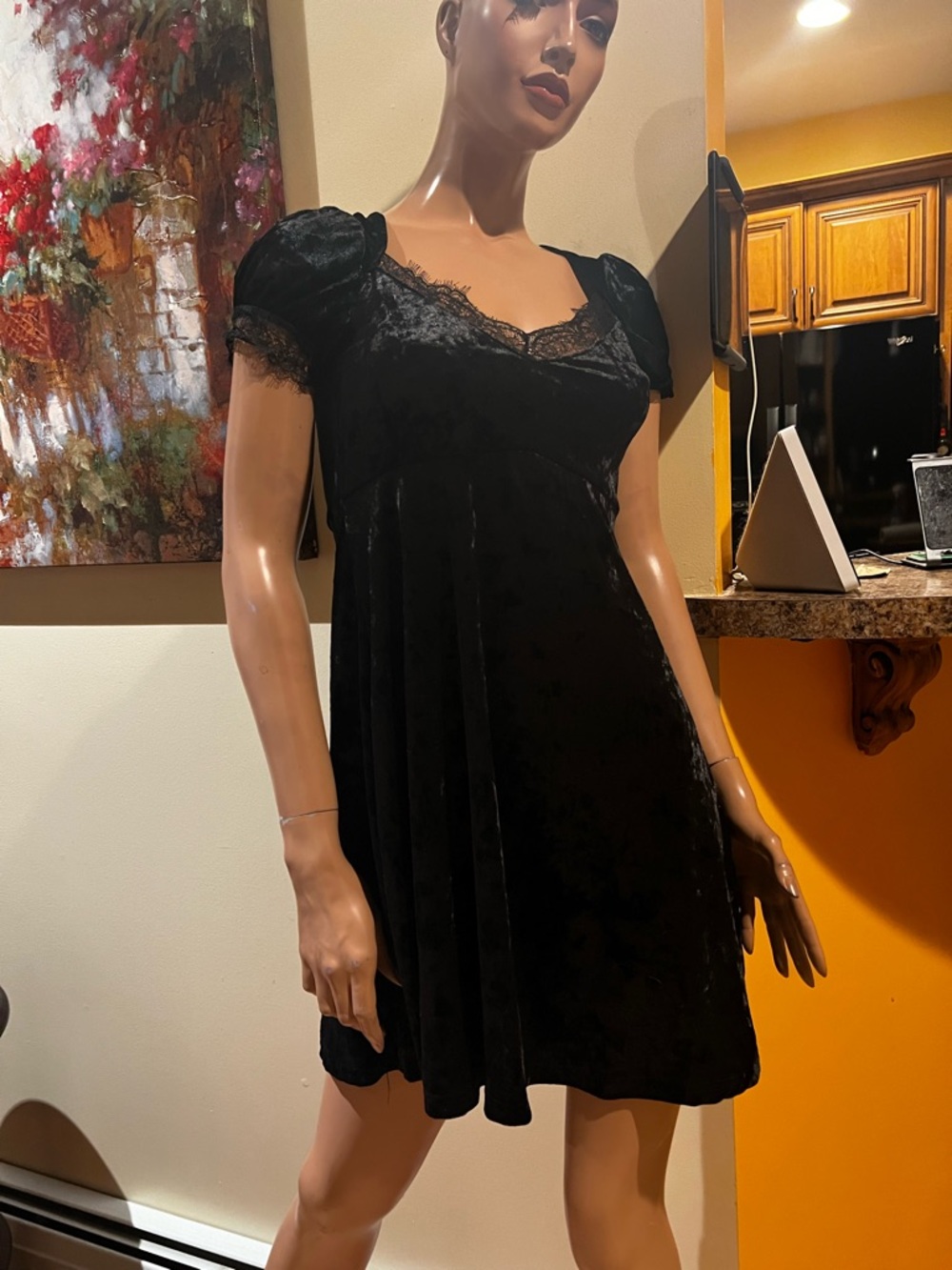 killstar  Kiss Of Death S black velvet goth Dress nwt